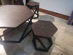 Round, oval and rectangle dining tables and chairs in plan. Hexagon Design Center Table With 4 Stools Dining Table Set Buy Online At Best Prices In Pakistan Daraz Pk