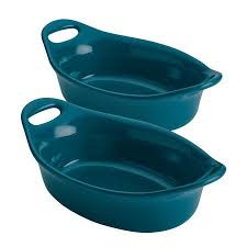 Rachael Ray Ceramics 2 Piece Oval Au Gratin Set Teal Walmart Com Au Gratin Glaze Ceramics Baking Dish Set