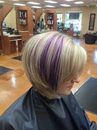 Blonde With Purple Hair Short Bob Hairstyles Bob Hairstyles Purple Highlights Blonde Hair