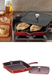 Staub Cast Iron Square Grill Press Combo 12 Cherry Red Grill Presses Grilling Staub