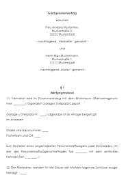 Mietkosten im mietvertrag für garage und stellplatz. Mietvertrag Fur Garage Oder Stellplatz Sofort Download