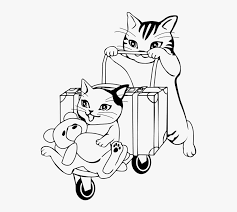 Download or print this amazing coloring page: Cat In Suitcase Png Free Travel Coloring Page Transparent Png Transparent Png Image Pngitem