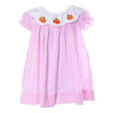 Pink Gingham Hand Embroidered Scalloped Collar Pumpkin Dress