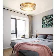 Crystal Flush Ceiling Lights Fixtures Solid Brass Bedroom Modern Led Warm For Sale Craftsman Style Round