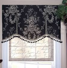 Black And White Valance Curtains Black White Valance With Pom Pom Trim And Fabric Shade Window Decor Custom Window Treatments Window Treatments