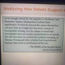 Highlight and annotate diction and details which support how the author feels about golda meir. Which Details From The Passage Develop The Central Idea Of Champollion S Major Breakthrough Select Brainly Com
