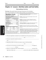 chapter 10 lesson 4 nutrition labels