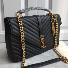 Black And Gold Purse Ysl Saint Laurent College Bag Large Size Black Gold Saint Laurent College Bag Ysl Bag Bags