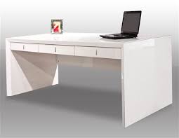 Ultra Modern White Lacquer Executive Desk With Three Drawers Executive Desk Modern White Desk Modern Office Desk