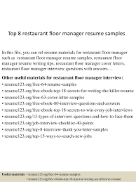 How to write a cv. Top 8 Restaurant Floor Manager Resume Samples