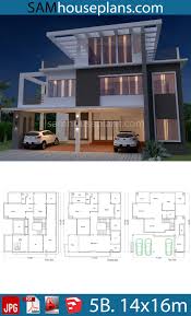House Plan 14x16m With 5 Bedrooms Sam House Plans Coastal House Plans Family House Plans Philippines House Design