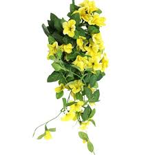 If your hanging baskets are in a partially shaded location, begonias can make for an excellent choice. Artificial Morning Glory Trailing Spray Yellow Hanging Basket Flowers Ebay