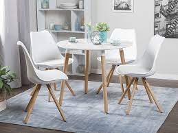 Extending dining table and chairs ukc registration gold. Round Dining Table O 90 Cm White Bovio Beliani De