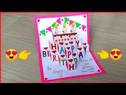 Glue on your cardstock piece of paper to the back. Beautiful Handmade Birthday Greeting Card Diy Birthday Pop Up Card Birthday Car Happy Birthday Cards Diy Card Making Birthday Happy Birthday Cards Handmade