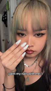 white and blue gradient cybersigilism nails