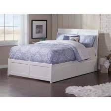 The solid wooden slat system eliminates the need for a box spring mattress as it securely holds your mattress (not included) in place. Leo Lacey Twin Xl Storage Platform Bed In White Ll 1653321