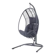Maeria Dark Grey Metal Hanging Egg Chair