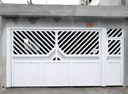 7 1 Portao Branco Automatico Em Aluminio Jpg 728 540 Portao De Garagem Portao De Aluminio Branco Design De Portao De Ferro