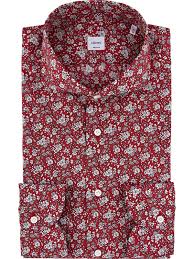 Red shirt with floral pattern. Red Floral Shirt With Spread Collar Carrel