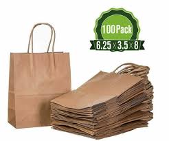 100 counts brown kraft paper gift bags