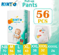KIN-TO Baby Diaper Pant - Size NB (70's) /M (56's) /L (50's) /XL (43's)  /XXL (38's) /XXXL (32's) /XXXXL (26's)