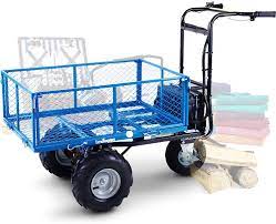 The garden cart has 4 inflated rubber tires which have deep patterns on surface to prevent. Amazon Com Landworks Utility Cart Hand Truck Power Wagon Super Duty Electric 48v Dc 500w Agm Battery Max 500lbs Load And 1000lbs Hauling Garden Outdoor