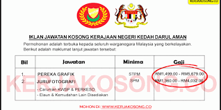 Jawatan kosong 2019 terkini ok? Jawatan Kosong Kerajaan Kedah Jawatan Kosong Di Lembaga Muzium Negeri Kedah Kelayakan Iklan Kerja Kosong Kerajaan Kedah Onlyhere