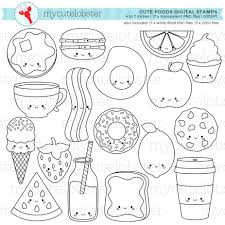 Cute Foods Digital Stamps Outline Line Art Stamps Happy Etsy Digital Stamps Cute Coloring Pages Stamp