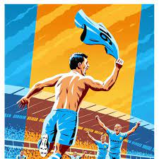 Sergio aguero watches his premier league winning goal vs qpr for the first time on 14th may 2012. Manchester Champions Of England 2012 Sergio Aguero Goal Etsy In 2021 Manchester City Football Club Manchester City Manchester City Wallpaper