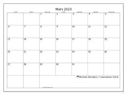 Calendrier De Mars 2023 à Mars 2023 Calendrier Mars 2023 À Imprimer “53Ld” - Michel Zbinden Mc