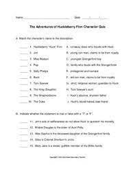 Mar 17, 2010 · take this adventures of huckleberry finn quiz and answer these study questions to prepare you for the real deal. The Adventures Of Huckleberry Finn Character Quiz With Answer Key Quiz With Answers Secondary Teacher Character Worksheets