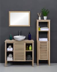 Meuble Salle De Bains 4 Pieces B L 90 X H 78 X P 50 Cm Effet Chene Naturel Ta Homesight Meuble De Salle De Bain Meuble Rangement Salle De Bain Salle De Bain