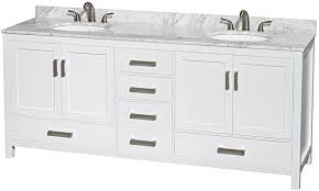 Enjoy free shipping on most stuff, even big stuff. Undermount Square Sinks And No Mirror Wyndham Collection Sheffield 80 Inch Double Bathroom Vanity In Dark Gray White Carrara Marble Countertop Kitchen Bath Fixtures Tools Home Improvement