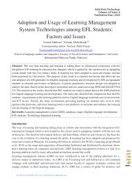 Umur 67 tahun) adalah seorang perdana menteri malaysia sejak tanggal 3 april 2009 hingga tanggal 10 mei 2018. Pdf Adoption And Usage Of Learning Management System Technologies Among Efl Students Factors And Issues