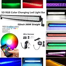Honzdda 12v 24v 52 300w 5d Rgb Led Light Bar Color Cahnging Bluetooth App Control 16 Million Color Changing Light Bar Offroad Offroad Light Bar Offroad Ledoffroad Led Light Bar Aliexpress
