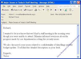 Email Message Summarizing Issues Discussed At A Staff Meeting Business Correspondence Types Of Lettering Business Emails