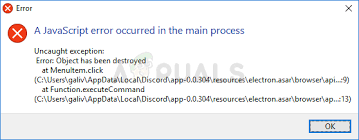 We researched this particular error message by looking at various user reports and the repair strategies that they used to get the issue resolved. How To Fix The A Javascript Error Occurred In The Main Process Error In Discord Appuals Com