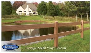 Most wood fence styles utilize fence panels, but this rustic style is made up of posts and individual rails. Http Www Kennedyhomeimprovement Biz Prestige Vinyl 2 Rail Ranch Rail Fencing Wood Fence Design Vinyl Fence Post And Rail Fence