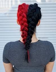 20 Bright Red Hairstyles That Sizzle Split Dyed Hair Hair Styles Half Colored Hair