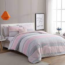 You wanna create a sweet bedroom with pink bedding? Vcny Home Stockholm Comforter Set In Pink Grey Bed Bath And Beyond Canada