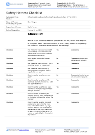 Common health & safety inspection templates. Safety Harness Inspection Checklist Template Free And Editable