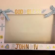It's also nicer than foam frames, or foam board. Christening Photo Booth Frame Photo Booth Frame Diy Photo Booth Diy Photo