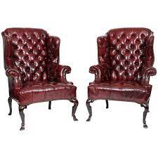 pair of red leather tufted wing chairs tufted wing chair red leather chair leather wingback chair