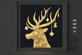 Download Christmas Svg 3d Scene Reindeer Layered Design Shadow Box 1052866 Paper Cutting Design Bundles