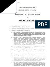 6 laws of malaysia act 125 division 2 restrictions on allotment and commencement of businesssection 48. Memorandum Article Of Association Companies Act 1965 Stocks Securities Finance