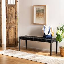 Ottomans & storage ottomans : Amalia Leather Weave Bench Painted Fox Home
