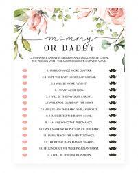 Floral Mommy Daddy Baby Shower Game Template Download Baby Shower Dad Baby Shower Guessing Game Daddy Baby Shower