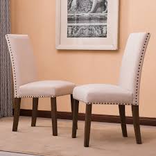 Yaheetech dining chairs classic fabric upholstered padded chair high back button tufted parsons diner chair for home kitchen restaurants dining room. Set Of 2 Modern Contemporary Elegant Linen Parson Dining Chairs Gray Beige Ebay