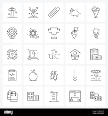 Mobile UI Line Icon Set of 25 Modern Pictograms of cream, storm, pendant,  sun, cloudy Vector Illustration Stock Vector Image & Art - Alamy