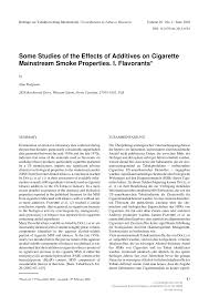 Reynolds tobacco in the summer of 1913. Pdf Some Studies Of The Effects Of Additives On Cigarette Mainstream Smoke Properties I Flavorants